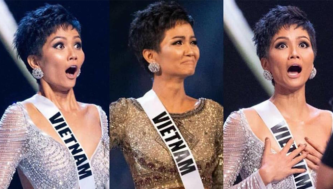 Loạt biểu cảm để đời của H’Hen Niê khi liên tục được gọi tên vào top ở Miss Universe 2018