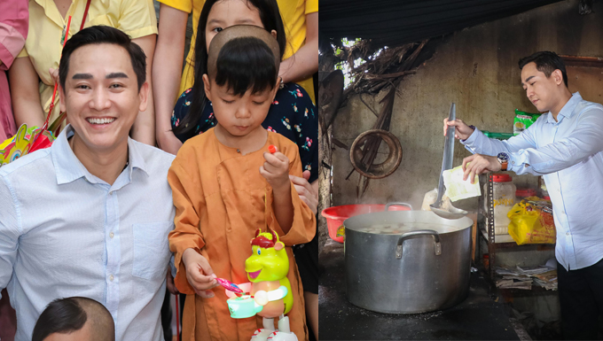 Hứa Vĩ Văn và fan cùng nấu ăn, tặng bánh Trung thu cho trẻ em nghèo